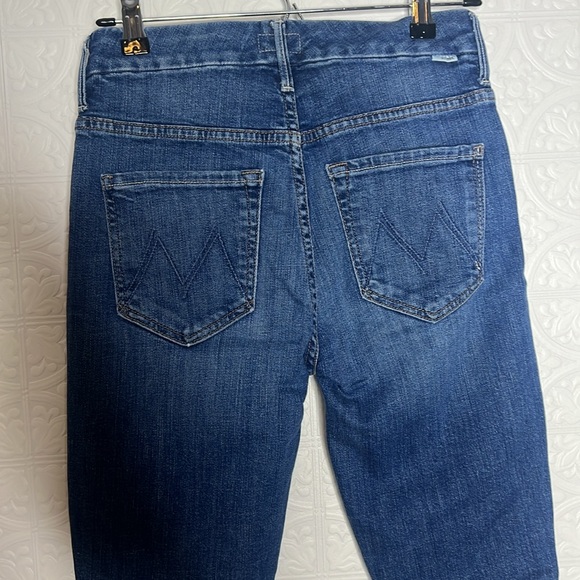 MOTHER High Waisted Double Looker Ankle Fray Embroidery Jeans Fruit Cart… - Picture 14 of 16